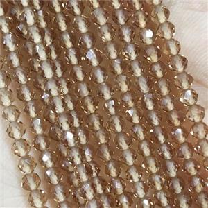Smoky Crystal Glass Beads Faceted Round, approx 3mm dia [GB14994]