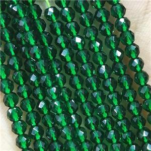 DeepGreen Crystal Glass Beads Faceted Round, approx 3mm dia [GB14997]