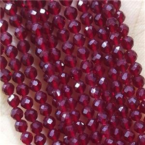DeepRed Crystal Glass Beads Faceted Round, approx 3mm dia [GB14998]