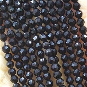 Black Crystal Glass Beads Faceted Round, approx 3mm dia [GB15000]