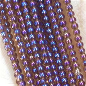 Purple Crystal Glass Beads Pony Round Electroplated, approx 2mm dia [GB15020]