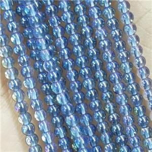 BlueGray Crystal Glass Seed Beads Smooth Round Electroplated, approx 2mm dia [GB15021]