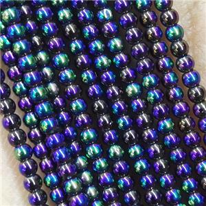 Rainbow Crystal Glass Beads Round Electroplated, approx 2mm dia [GB15024]