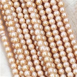 Peach Crystal Glass Beads Round Electroplated, approx 2mm dia [GB15025]