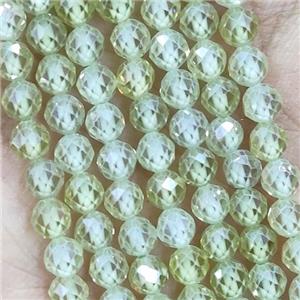 Lt.green Cubic Zircon Beads Faceted Round, approx 4mm dia [GB15029]