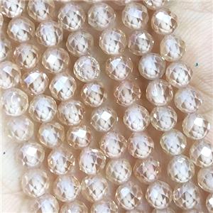 Lt.Champagne Cubic Zircon Beads Faceted Round, approx 4mm dia [GB15031]