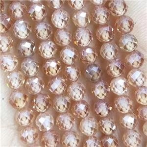 Champagne Cubic Zircon Beads Faceted Round, approx 4mm dia [GB15032]