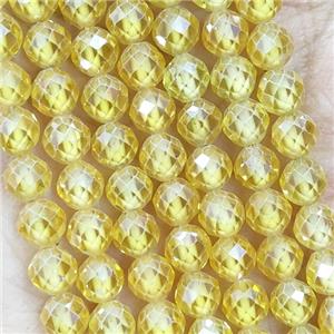 Yellow Cubic Zircon Beads Faceted Round, approx 4mm dia [GB15037]