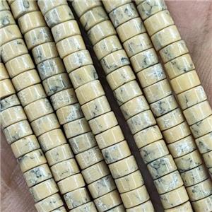 Turquoise Heishi Beads Dye Yellow, approx 2x4mm [GB15041]
