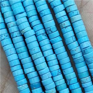 Blue Turquoise Heishi Beads Dye, approx 2x4mm [GB15057]
