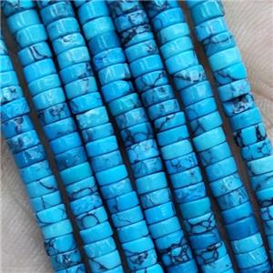 Blue Turquoise Heishi Beads Dye, approx 2x4mm [GB15059]