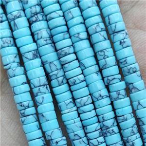 Turquoise Heishi Beads Dye Blue, approx 2x4mm [GB15060]