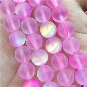 Pink Mermaid Glass Beads Round Matte, approx 12mm dia [GB15099]