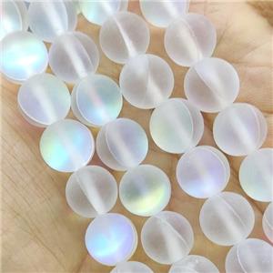 White Mermaid Glass Beads Round Matte, approx 12mm dia [GB15101]