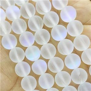Round White Mermaid Glass Beads Matte, approx 12mm dia [GB15102]