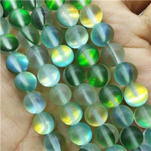 Green Mermaid Glass Beads Round Matte, approx 12mm dia [GB15103]