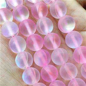 Lt.Pink Mermaid Glass Beads Round Matte, approx 12mm dia [GB15104]