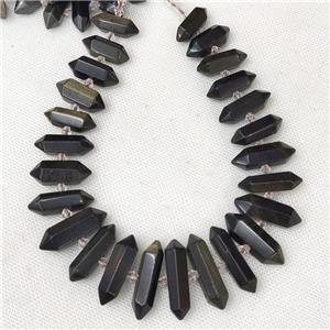 Natural Obsidian Prism Beads Graduated, approx 9-38mm [GB15117]