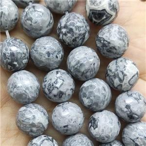 Grey Map Jasper Beads Faceted Round, approx 12mm dia [GB15138-12MM]