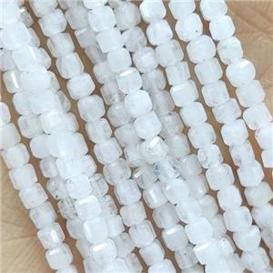 White Moonstone Beads Faceted Cube, approx 2.3mm [GB15155]