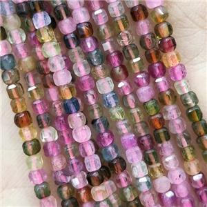 Multicolor Tourmaline Seed Beads Faceted Cube, approx 2.5mm [GB15167]