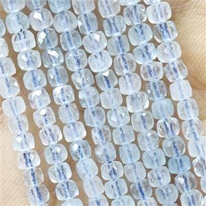 Blue Aquamarine Beads Faceted Cube, approx 3.3mm [GB15179]