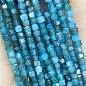 Natural Apatite Beads Blue Faceted Cube, approx 2.5mm [GB15181]
