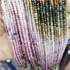 Multicolor Tourmaline Beads Faceted Cube Tiny, approx 2.5mm [GB15182]