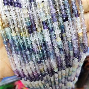 Multicolor Fluorite Beads Faceted Cube, approx 4mm [GB15187]