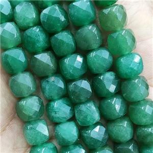 Green Aventurine Beads Faceted Cube, approx 9-10mm [GB15193]