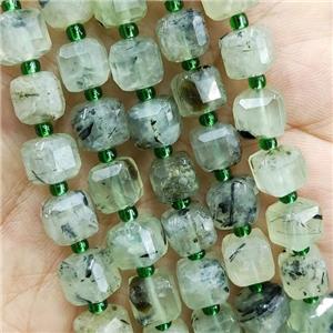 Green Prehnite Beads Faceted Cube, approx 7-8mm [GB15196]