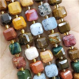 Natural Ocean Agate Beads Faceted Cube, approx 9-10mm [GB15198]