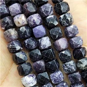 Purple Charoite Beads Faceted Cube, approx 7-8mm [GB15204]