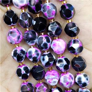Natural Agate Beads Pink Dye Cut Round, approx 9-10mm [GB15232-10MM]