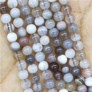 Round Botswana Agate Beads, approx 4mm dia [GB15254-4MM]
