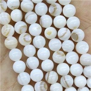 White MOP Shell Beads Smooth Round, approx 6mm dia [GB15263-6MM]
