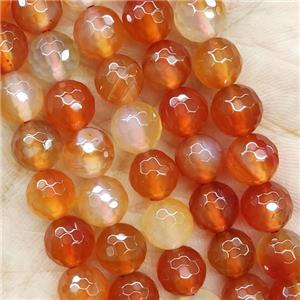 Red Carnelian Agate Beads Faceted Round, approx 8mm dia [GB15272-8MM]