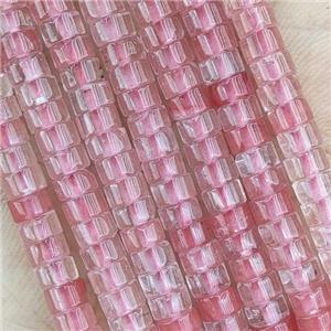 Pink Watermelon Quartz Heishi Beads Synthetic, approx 4mm [GB15291]