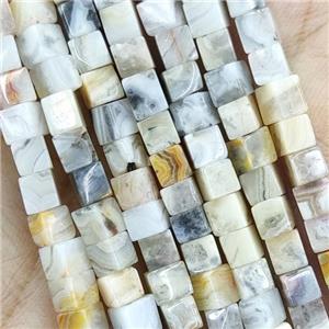Yellow Crazy Agate Cube Beads, approx 4x4mm [GB15380]