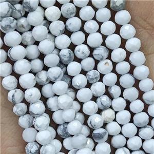 White Howlite Turquoise Beads Faceted Round, approx 3mm dia [GB15429-3MM]