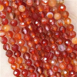 Red Striped Agate Beads Faceted Round, approx 4mm dia [GB15443-4MM]
