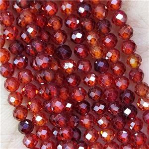 Red Cubic Zircon Beads Faceted Round, approx 3mm dia [GB15458-3MM]