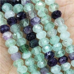 Natural Fluorite Beads Faceted Rondelle Multicolor, approx 4x6mm [GB15464]