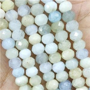 Aquamarine Beads Faceted Rondelle Multicolor, approx 4x6mm [GB15467]