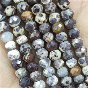 Ocean Jasper Beads Coffee Asteroid Faceted Rondelle, approx 4x6mm [GB15474]
