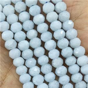 Blue Aquamarine Beads Faceted Rondelle Dye, approx 4x6mm [GB15475]