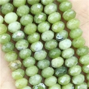 Olive Chinese Nephrite Jade Beads Faceted Rondelle, approx 4x6mm [GB15476]