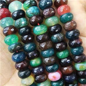 Mixed Agate Beads Faceted Rondelle Dye, approx 6x10mm [GB15492]