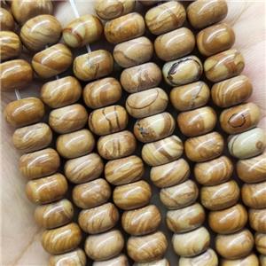 Brown Wood Lace Jasper Beads Smooth Rondelle, approx 4x6mm [GB15523]