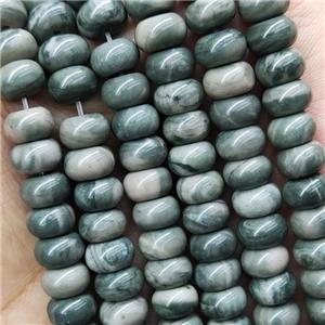 Green Wood Lace Jasper Rondelle Beads, approx 4x6mm [GB15529]